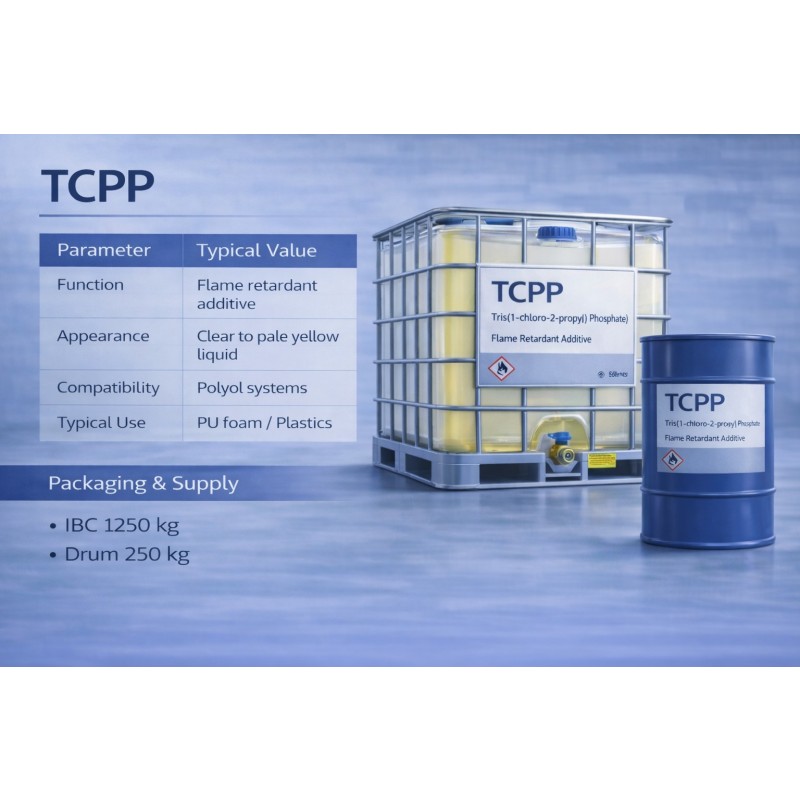 [TCPP] ウレタンフォーム・プラスチック用高性能難燃剤 ・ 難燃性の向上 | ポリオールシステムへの優れた配合性